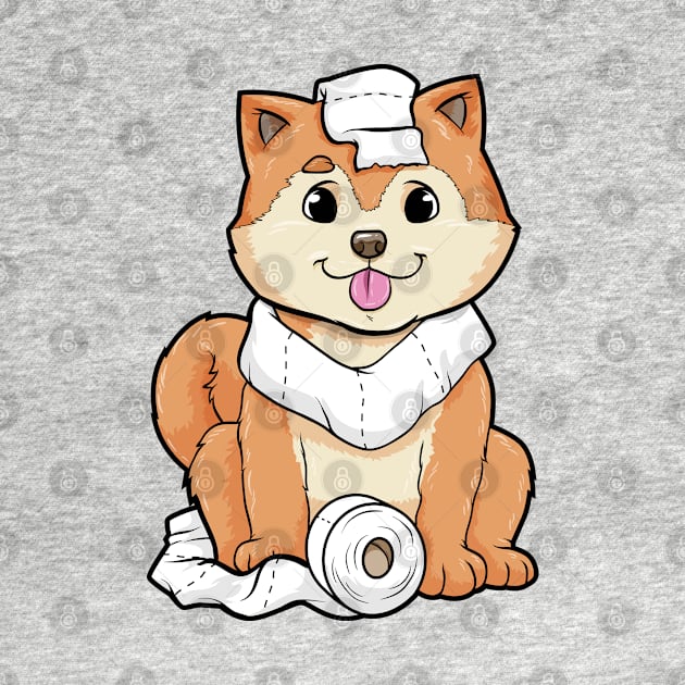 Dog puppy with a roll of toilet paper by Markus Schnabel